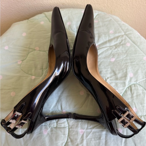 VINTAGE Versace Black Sling back Heels Womens size 37 1/2 - Picture 8 of 16